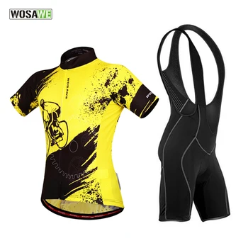 

WOSAWE Bicycle Short Sleeve Cycling Jersey + 3D Cool Padded Bib Shorts Set Breathable Quick-Dry MTB Road Bike Cycling Suit