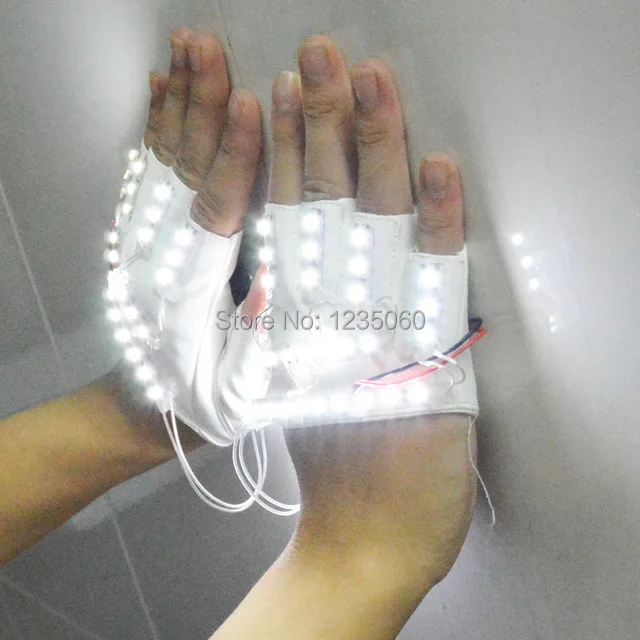 Fashion Ballroom LED light up gloves dance wear for Led stage dj show