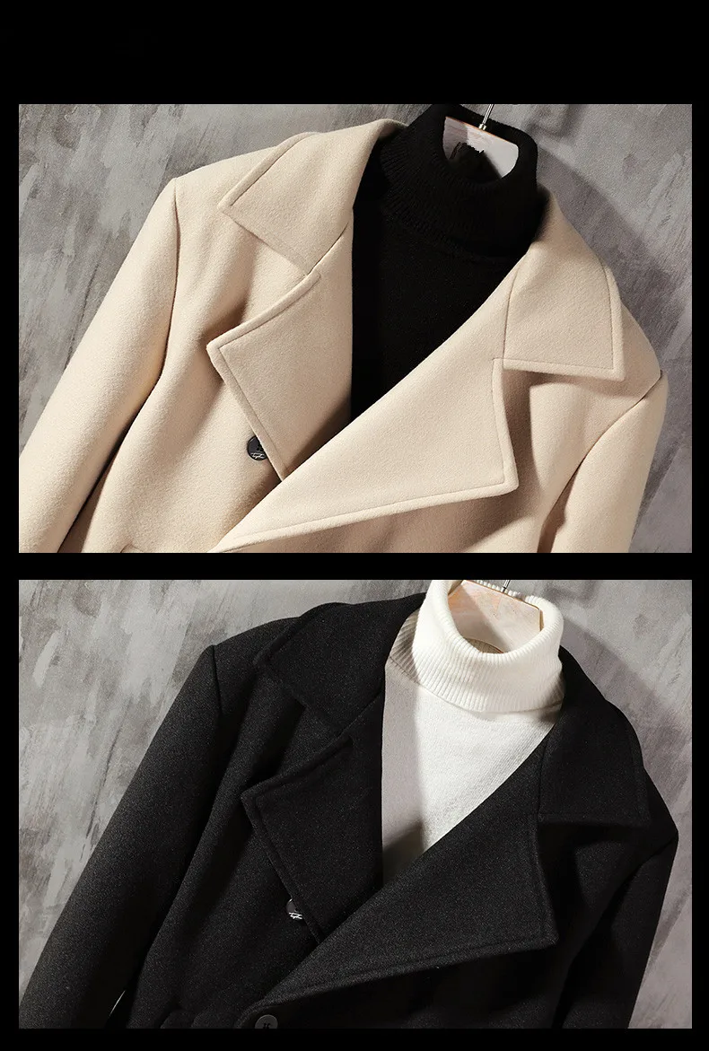 Зимние мужские шерстяные пальто двубортное повседневное пальто мужские высококачественные модные классические деловые тренчи мужские