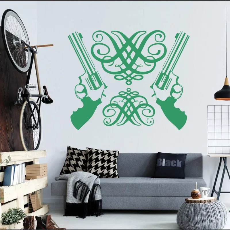 Removable Gun Wall Stickers Vinyl Decal Revolver Weapons Room Decal Art Vinyl Wall Sticker Papers A-25 Removable Gun Wall Stickers Vinyl Decal Revolver Weapons Room Decal Art Vinyl Wall Sticker Papers A-25