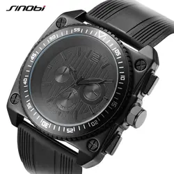 SINOBI специальный Для мужчин квадратный Часы Военная Униформа Дизайн с мягкий силиконовый ремешок Водонепроницаемый кварцевые часы Young Sport