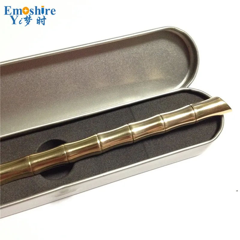Emoshire Hand polished brass pen brass signature pen bamboo six hexagonal pen variety of optional iron box loaded large favorably (14)