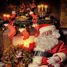 10x10FT Санта Клаус гирлянды светодиодные свечи для камина сапоги Рождественская елка изготовленный на заказ для студийной съемки с изображением штурвала Виниловый фон с изображением 8x 8 10 x12
