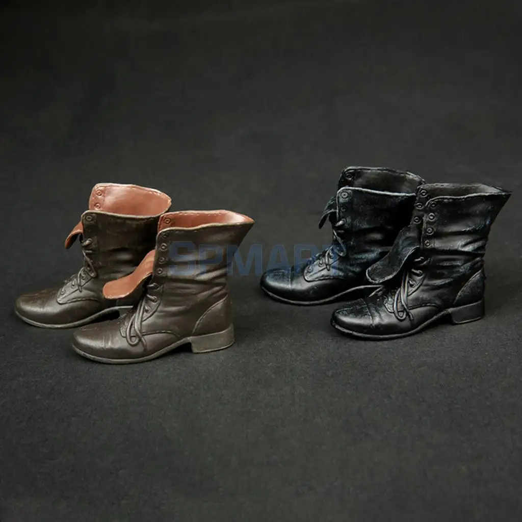 2 Pairs 1/6 Scale Rubber Made Leather Ankle Boots For 12
