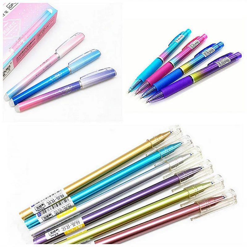 

1pc Heavy Metal Color Erasable Gel Pen Refills Red Blue Ink Blue Black Writing Neutral Pen Creative Drawing Primary School