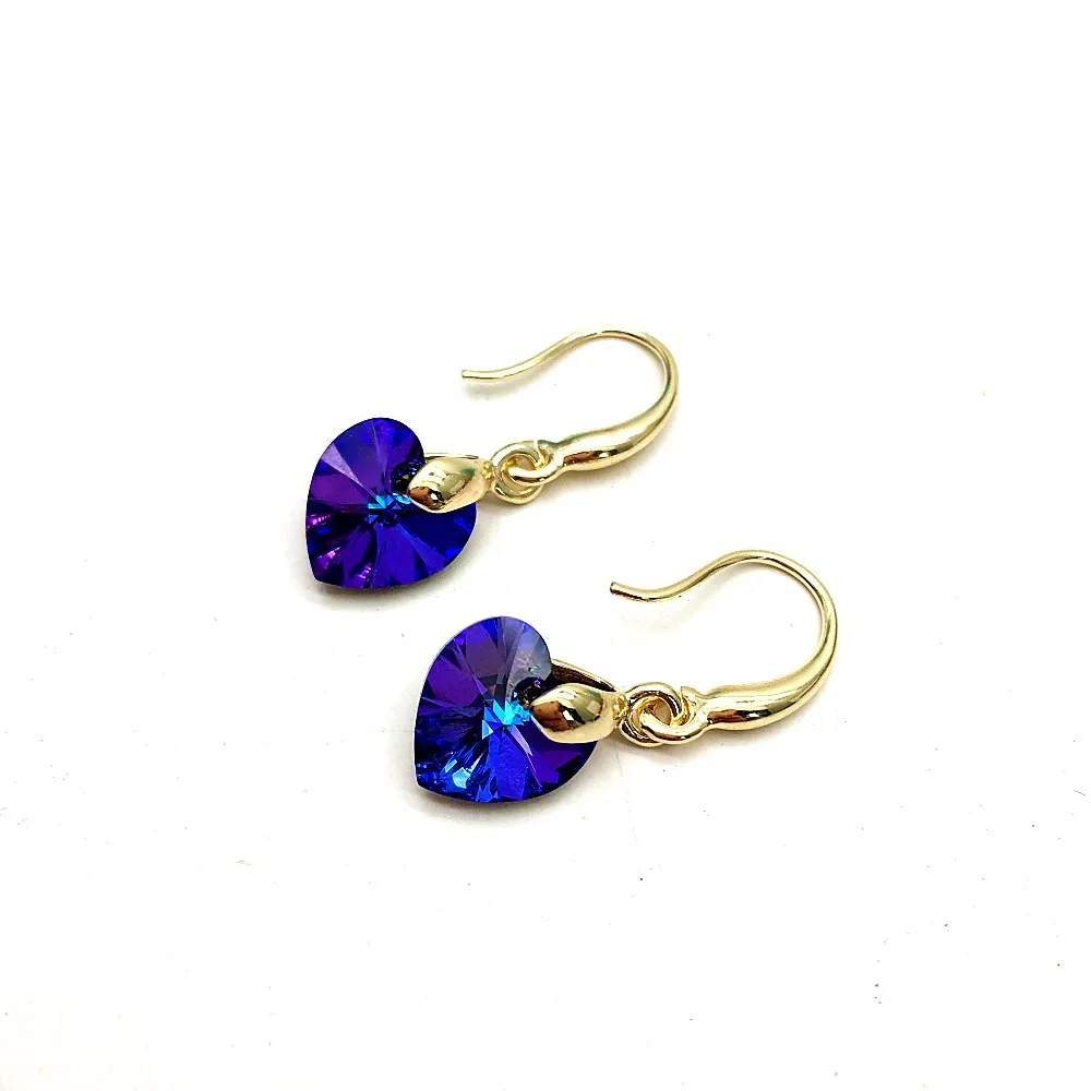 original swarovski crystals 6228 xilion heart dangle earring-gold