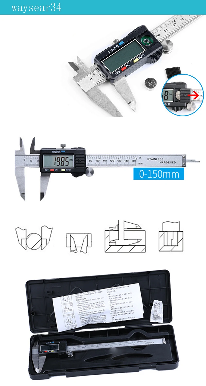 Электронный штангенциркуль 0-150 мм линейка электронный ЖК-штангенциркуль микрометр электронный цифровой штангенциркуль