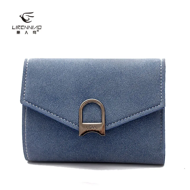 LI REN NIAO Fashion Nubuck Women Wallets Letters Short Women Purses
