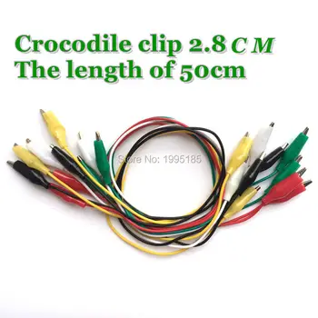 

10pcs 2.8cm Alligator Clips Electrical DIY Test Leads Alligator Double-ended Crocodile Clips Roach Clip 50cm Test Jumper Wire