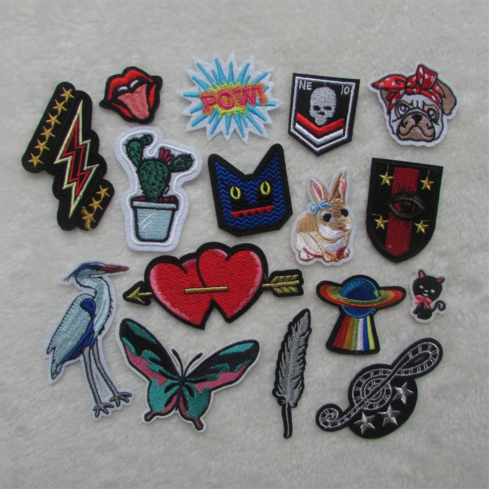hot Style heart Patches For Clothing Iron On Embroidered Appliques DIY