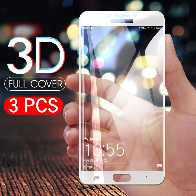3pcs/Lot Full Cover Tempered Glass Film For Samsung A6 Plus A9 A5 A8 Plus A7 J4 J2Pro J2 J8 J6 2018 J5 Screen Protector HD
