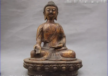 

USPS to USA S0197 14" Tibet Buddhism Fane Classic Copper Bronze Sakyamuni Tathagata Buddha Statue