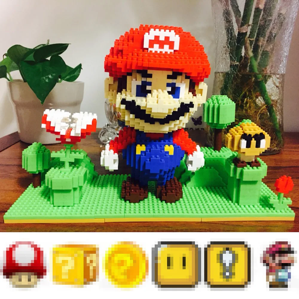 

1830pcs YZ Mini Micro Building Blocks Bricks Toys DIY Red Super Mario Scene 66511 Miniature Building Blocks Ornament Kids Gifts