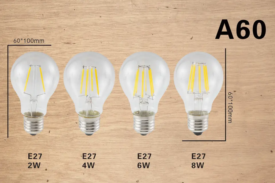 Светодиодная лампа E27 E14 2W 4W 6W 8W Винтаж Эдисон лампы A60 ST64 C35 G45 G95 G125 AC220V прозрачный Стекло нити светильник в стиле ретро лампы