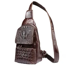 Мужская сумка из натуральной кожи с узором «крокодиловая кожа», модная повседневная сумка на плечо, сумка для мобильного телефона, мужские карманы