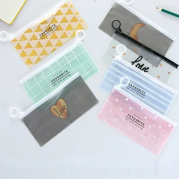 

1PCS PVC Cartoon Translucent Irregular Pattern Pull Storage Bag File Folder Pen Bag Pencil Case Envelope School Office Supplies