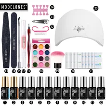 Modelones 25 шт./лот Сушилка для ногтей Светодиодная лампа Гель-лак для ногтей набор инструментов блестящий порошок замачиваемый УФ Гель-лак для ногтей маникюрные инструменты