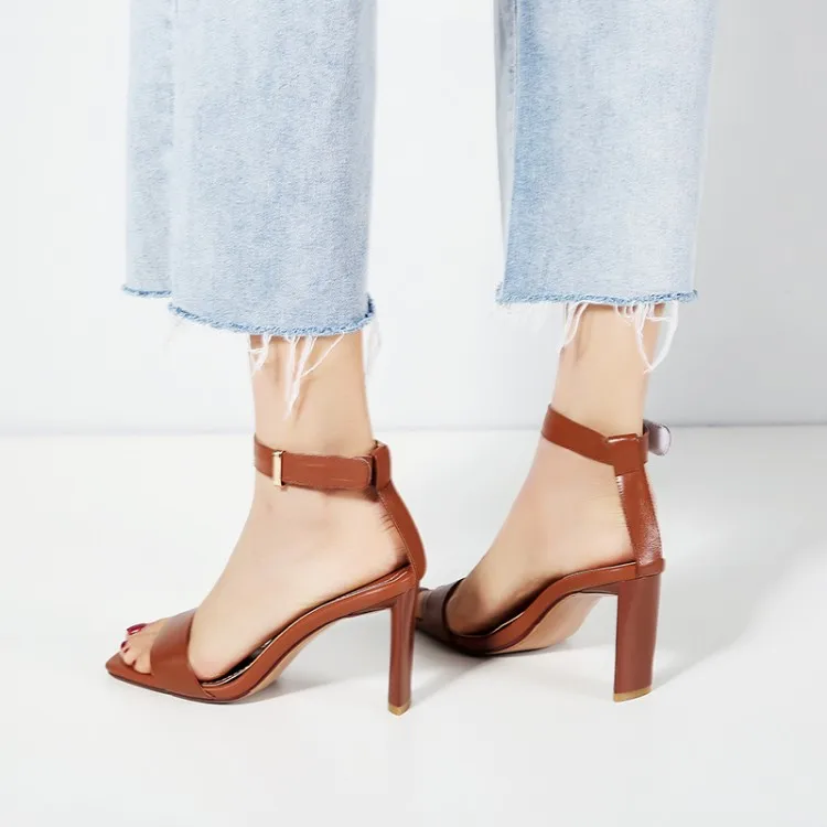 

Big Size 9 10 11 12 high heels sandals women shoes woman summer ladies One-word sandals with thick heels