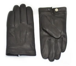 KIMOBAA мужские наручные пуговицы цельные перчатки из шеврета черные - Цвет: black