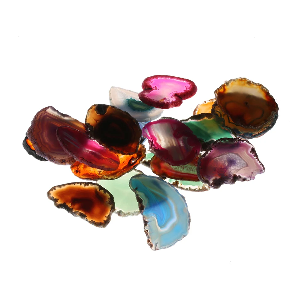 

1PC Popular Multi Colorful Slice Geode Irregular Shape Agates Quartz Stone Pendant Fashion Jewelry