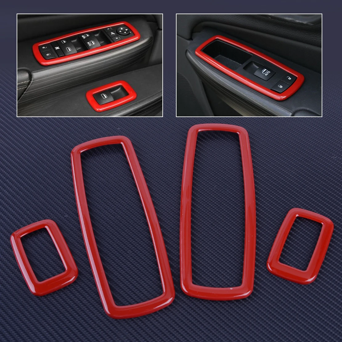 

CITALL New 4pcs Red Interior ABS Door Armrest Window Switch Trims Covers Fit For Jeep Cherokee 2016 2017 2018 Car Accessories