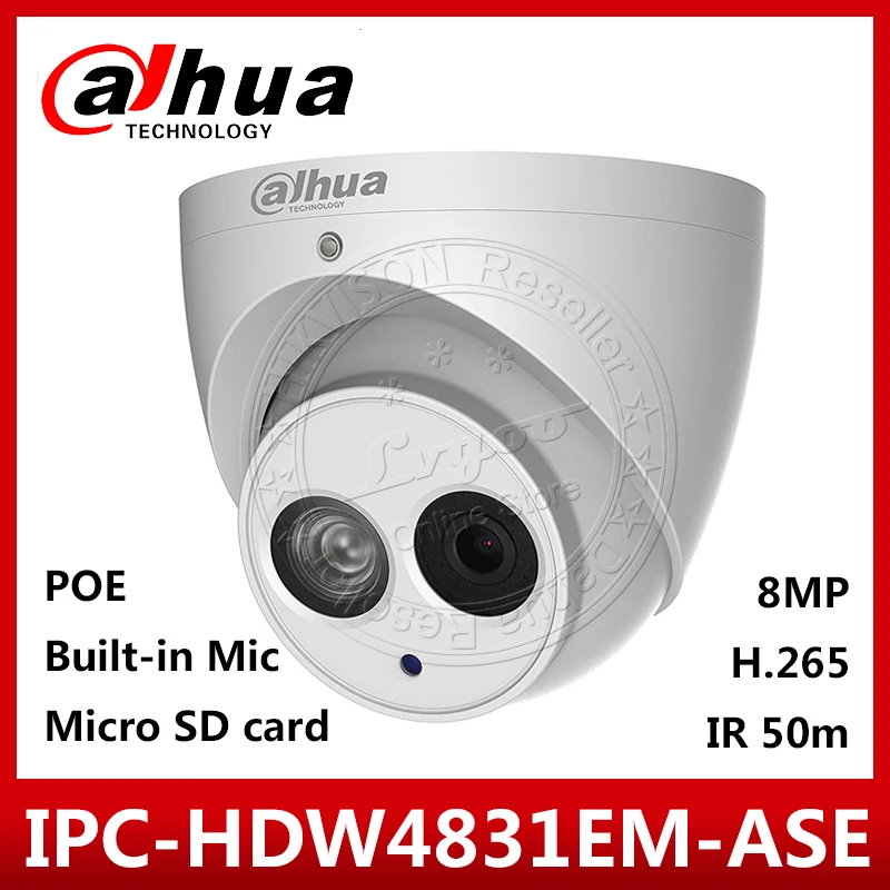 Dahua Оригинал IPC-HDW4831EM-ASE 4 К 8MP POE ip-камера английская прошивка IR 50 М камера безопасности Встроенный микрофон SD карта с логотипом