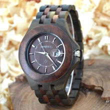 BEWELL Wood Watch Men Calendar Display Bangle relogio masculino Wristwatch Natural Wooden montre homme Watches 080A