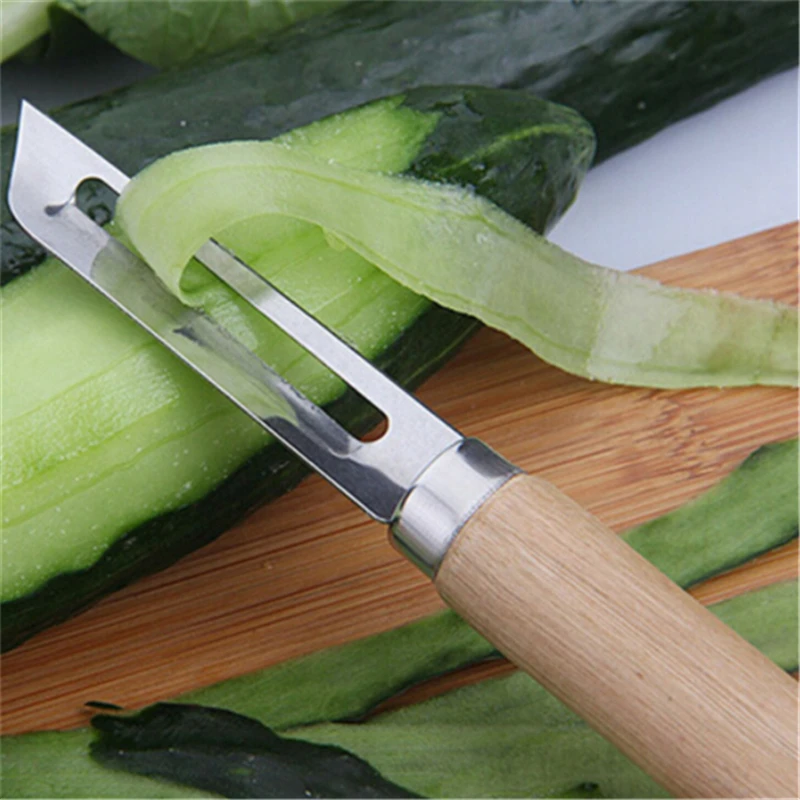 Practical Kitchen Gadgets Stainless Steel Fruit Vegetable Peeler Cucumber Carrot Potato Zesters Wooden Handle | Дом и сад
