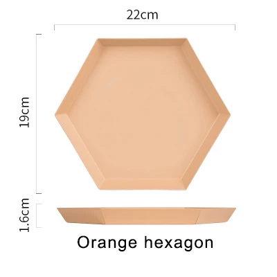 Скандинавские пластины из нержавеющей стали Геометрическая серия ромбовидный комбо лоток креативный металлический блюдо для завтрака - Цвет: orange hexagon