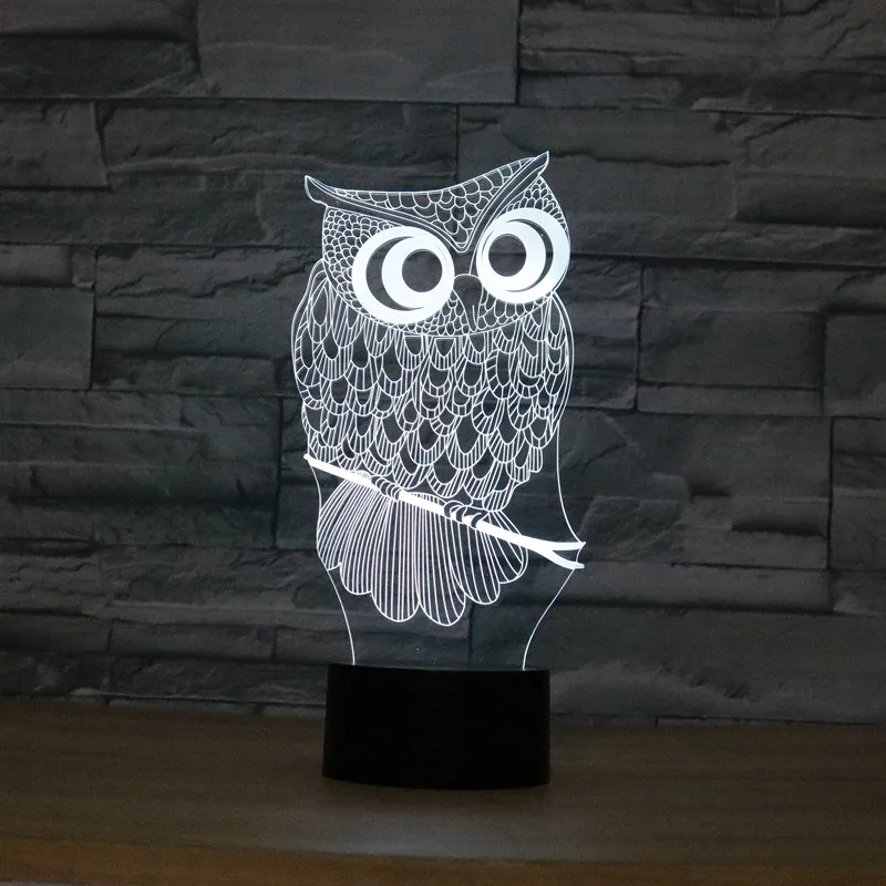 Kawaii Мультфильм Сова свет 3D LED животное ночник RGB Сменные лампы для детей детские