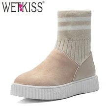 WETKISS/модные повседневные женские ботинки на платформе обувь из