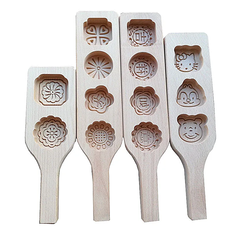 

XUNZHE New ideas wooden Cartoon flower good luck moon cakes model Rice cakes cookies muffins mold Make pastry helpers