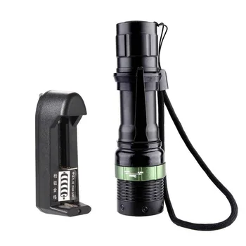 

CASTNOO Q5 LED flashlight Rotating Zoom 3 modes lamp powerful Crown Head torch for 18650 + charger