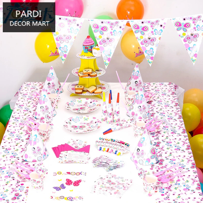 Papillon Theme D Anniversaire Pack Partie Decoration Naissance Partie Fournitures Ensemble 1 Ensemble Lot Aliexpress