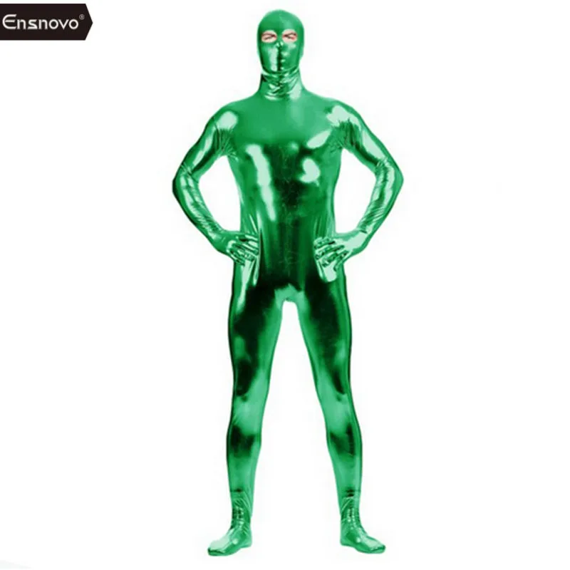 Men Catsuit Open Eye Spandex Shiny Metallic Zentai Suit Full Body Nylon Skin Open Eyes Costume Bodysuit mens bondage lingerie sexy fetish wear adult unitard latex lingerie cosplay costume