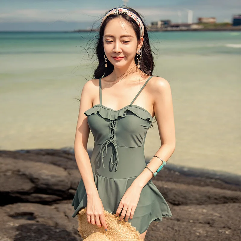 

Indoor Swimsuit Bikinis For Women Women's Summer Clothes Suits Suit Bath Girl Sexy Size Covering Skirt Solid Polyester Swim Suit