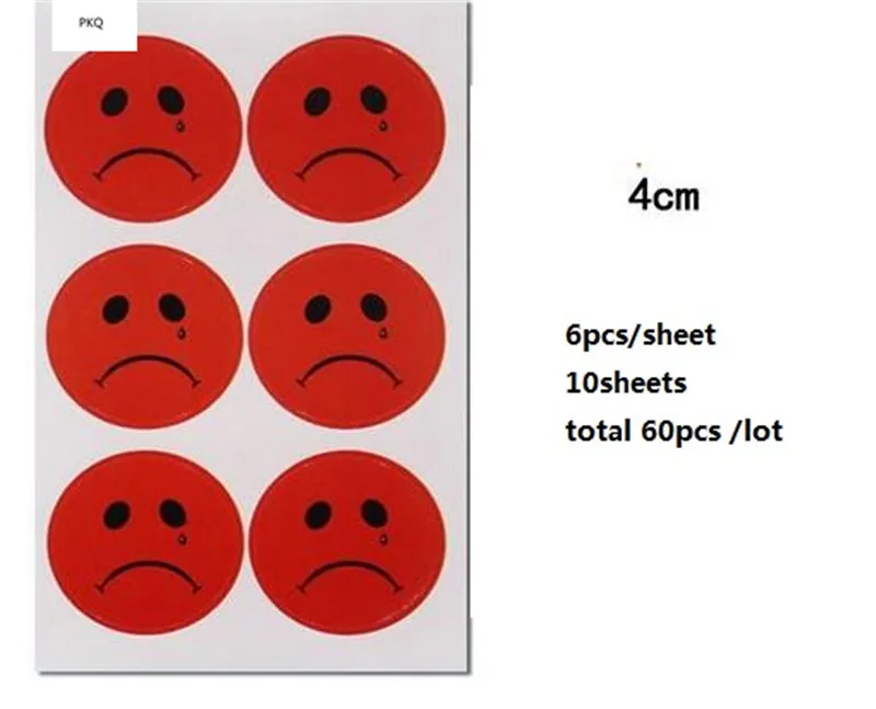 10 листов/Партия 1 см/2 см/3 см/4 см/5 см/9 см классические игрушки Sad сторонний стикер самоклеящаяся этикетка клейкой бумаги для школьного учительницы - Цвет: 4cm Red