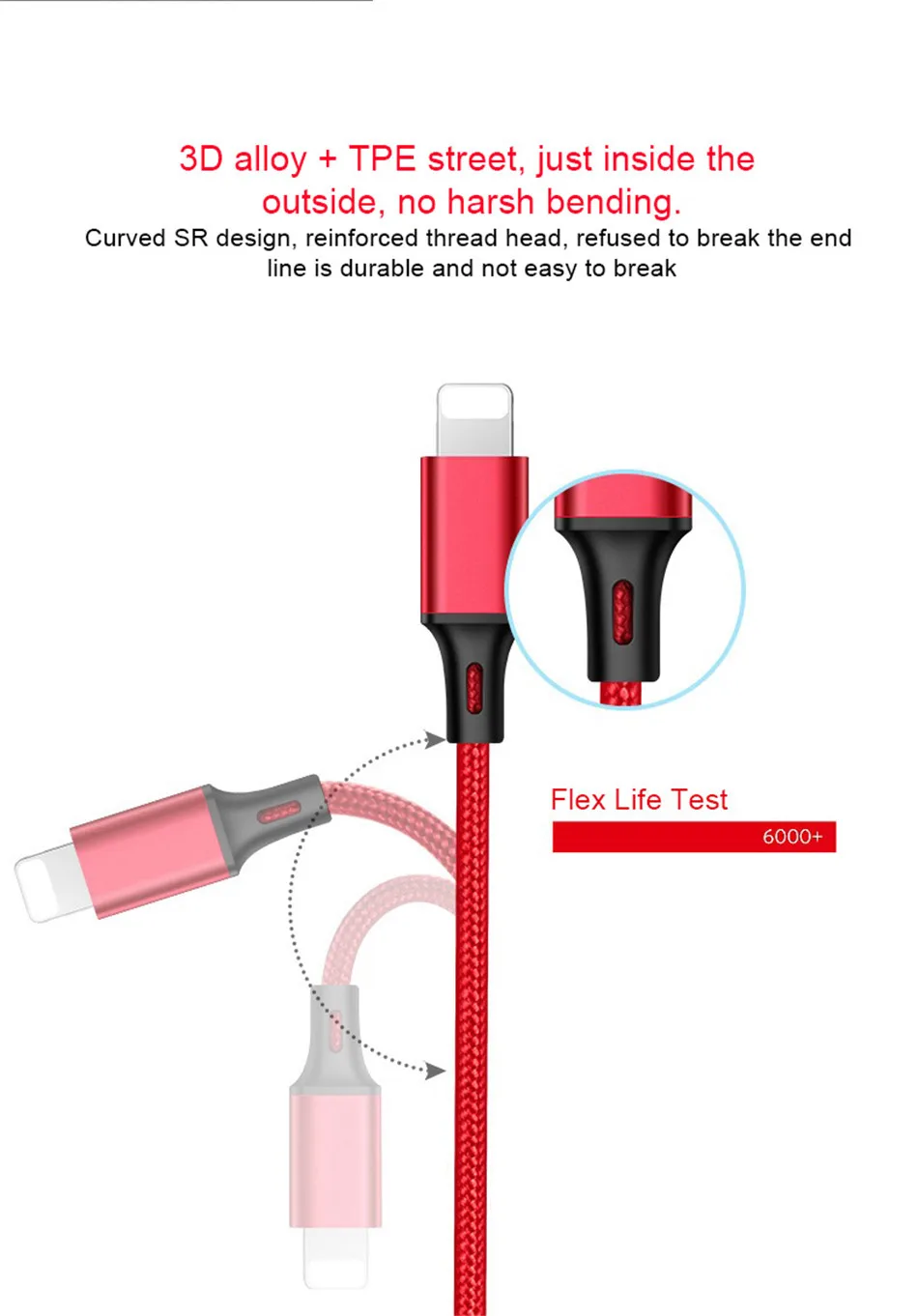 NOHON 3 2 in 1 Micro USB Type-C Lighting Charging Cable For iPhone 7 8 6 6S Plus X iOS Android For Xiaomi LG Fast Charger Cables (3)