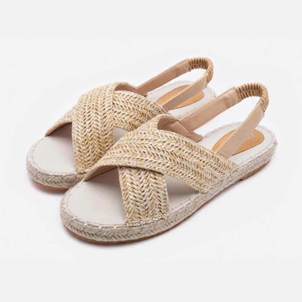 

Women Sandals Summer 2019 Flat Retro Wedges Shoes Ladies Peep Toe Gladiator Linen Shoes Rome Hemp Vintage Sandalias Mujer D25