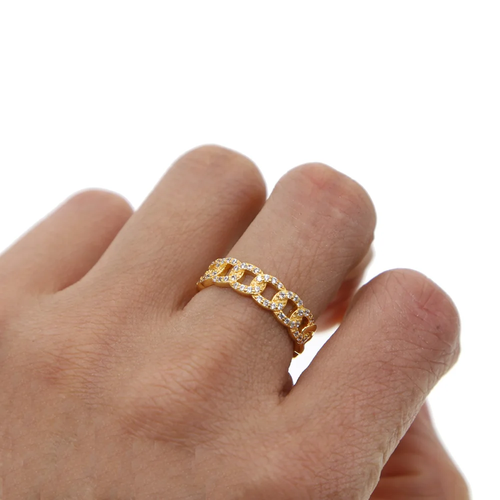 Latest fashion Classic anillos Cheap Price cz band for Women Clear White Zircon Clean Metal Layer Minimal Wedding Band ring