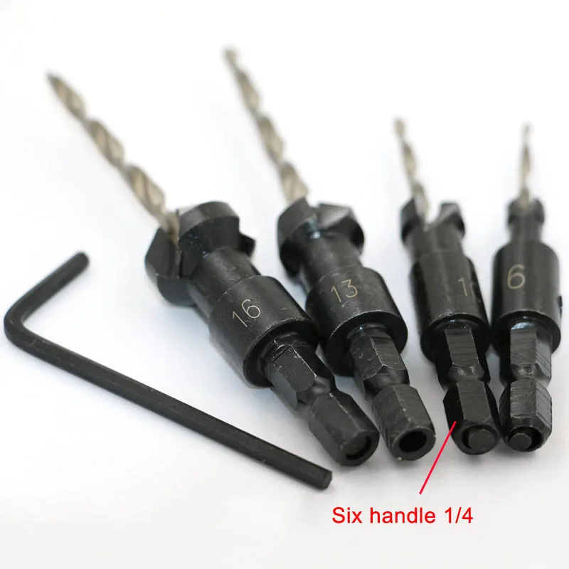 4 шт./компл. HSS столярная Зенковка сверло набор Деревообрабатывающие инструменты для сверления древесины MAL999