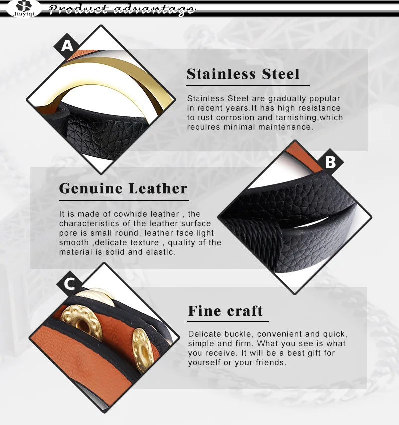 Jiayiqi, модный черный кожаный браслет для женщин, обёрточная бумага, веревка, цепь, браслеты для женщин, золотой цвет, регулируемые ювелирные изделия, аксессуары, подарки