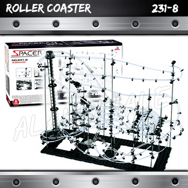 

4000cm Rail High Level 8 Challenger Marble Run Roller Coaster Electric Elevator Model Building Gifts Sets Rolling ball Sculpture