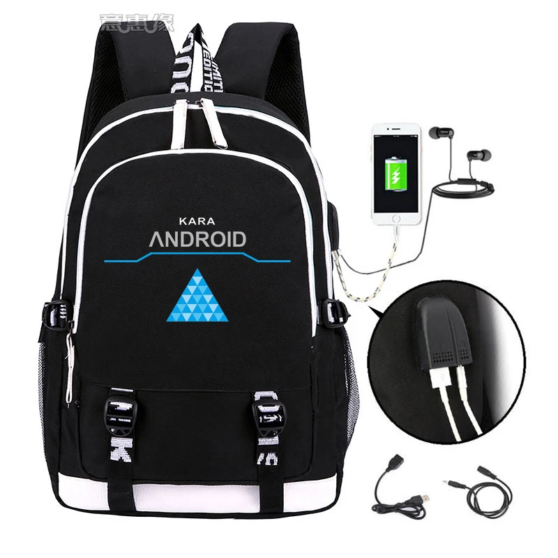 Detroit: Become Human mochila escolar ordenador portátil, bolsa moderna con usb, niñas, niños, niños, 2019|Mochilas| - AliExpress