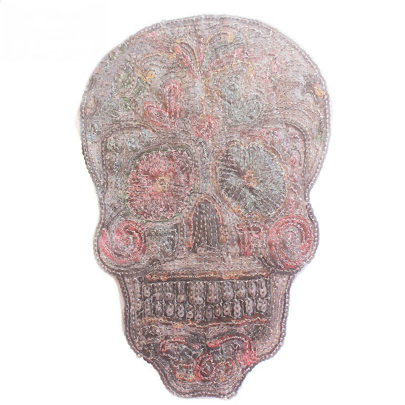 1 шт. из блестящей ткани нашивка в виде красочного черепа пришить железа на