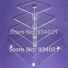 Хорошее 5 квадратными акриловые свадебный торт Подставки/lucite Кубка торт стенд/кристалл свадебный торт стенд
