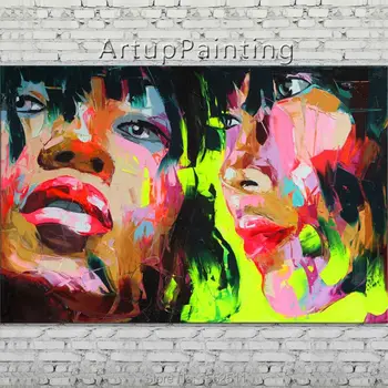 

Palette knife portrait Face Oil painting Character figure canva Hand painted Francoise Nielly wall Art picture 06-10-15f