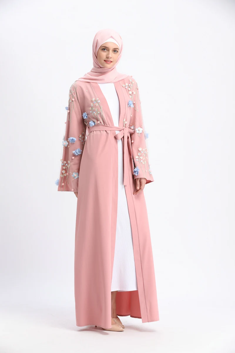 pink caftan double layered abaya | embroidered abaya | printed abaya online pakistan