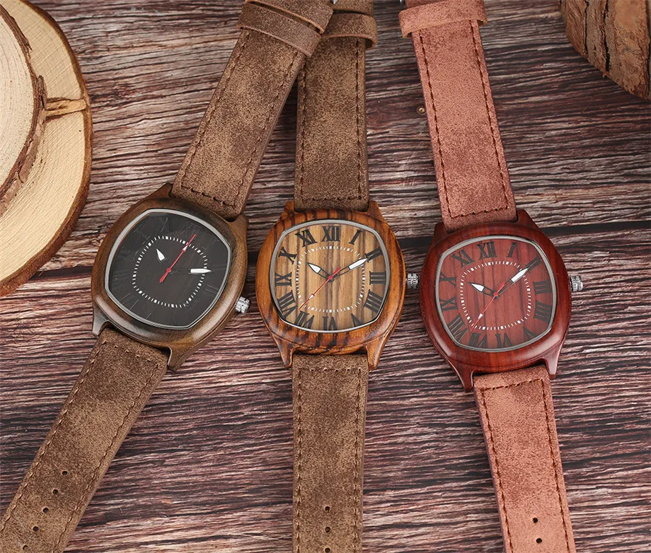 YISUYA Bamboo Wooden Watches Mens Creative Wood Wristwatch Analog Quartz Leather Vintage Roman Numerals Fashion Unique Clock Gifts Sport Casual Watch (13)