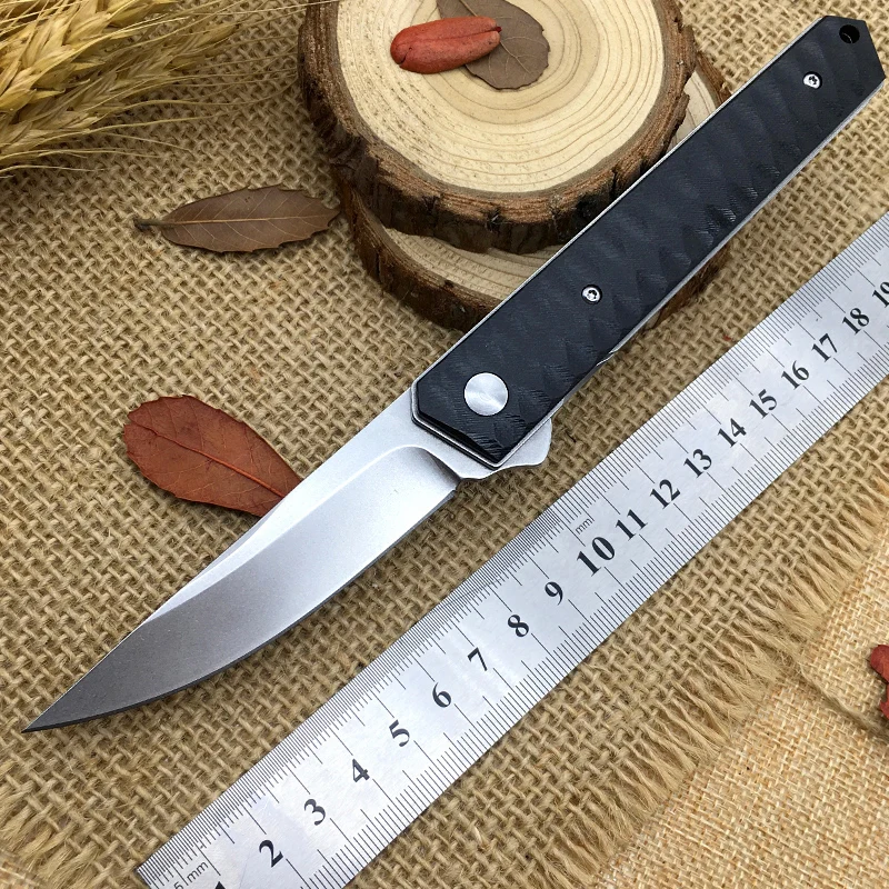 

New Bearing Flipper folding knife tactics survival knives Japan mini katana Plain Blade G10 handle outdoor EDC pocket tool faca